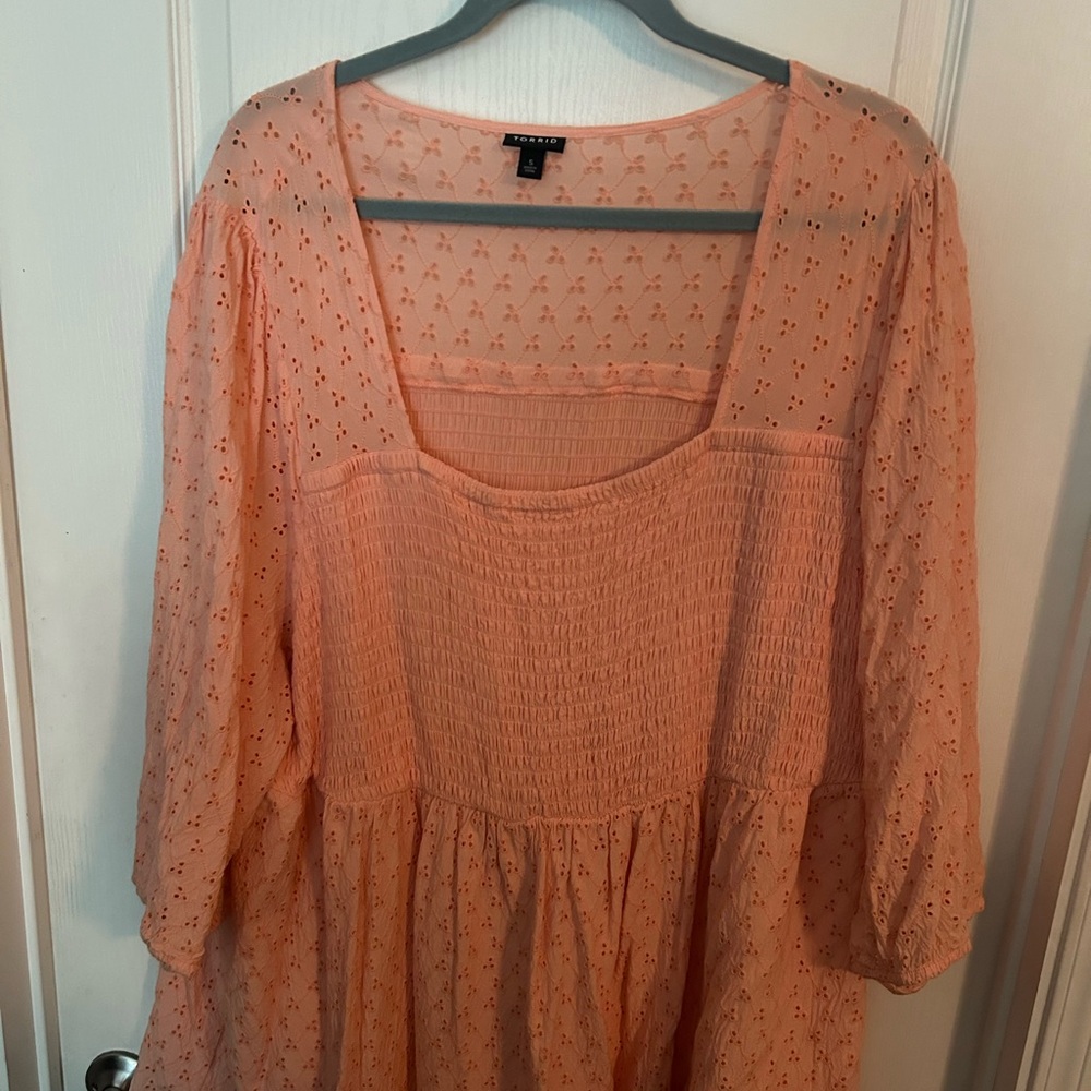 Torrid Light Coral Eyelet Top